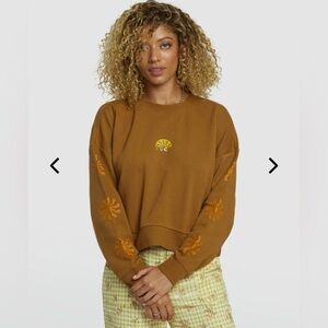 RVCA Brown Shine Crop Long Sleeve Size Small
